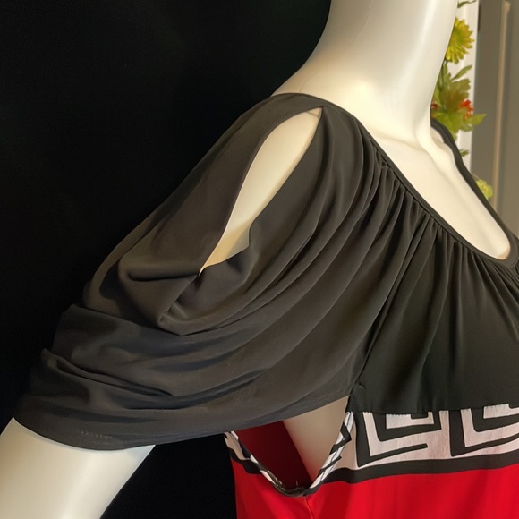 SIGNATURE by SANGRIA BLACK AND RED BOAT NECK MIDI DRESS SIZE 10 - Picture 2 of 7